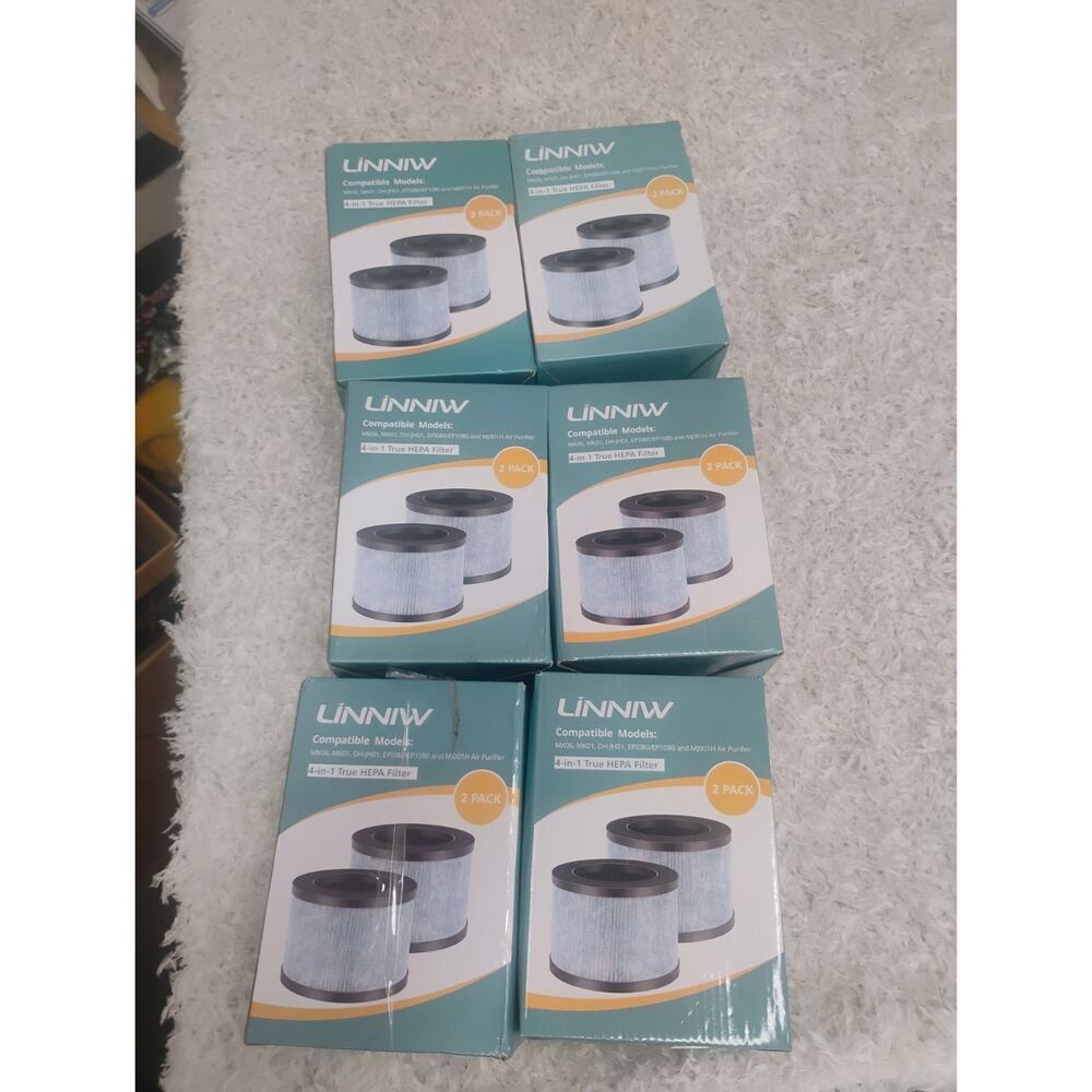 Lot of 12 Linniw True HEPA Filters (6 Boxes) for MK01 MK06 DH-JH01 EP1080 MJ001H